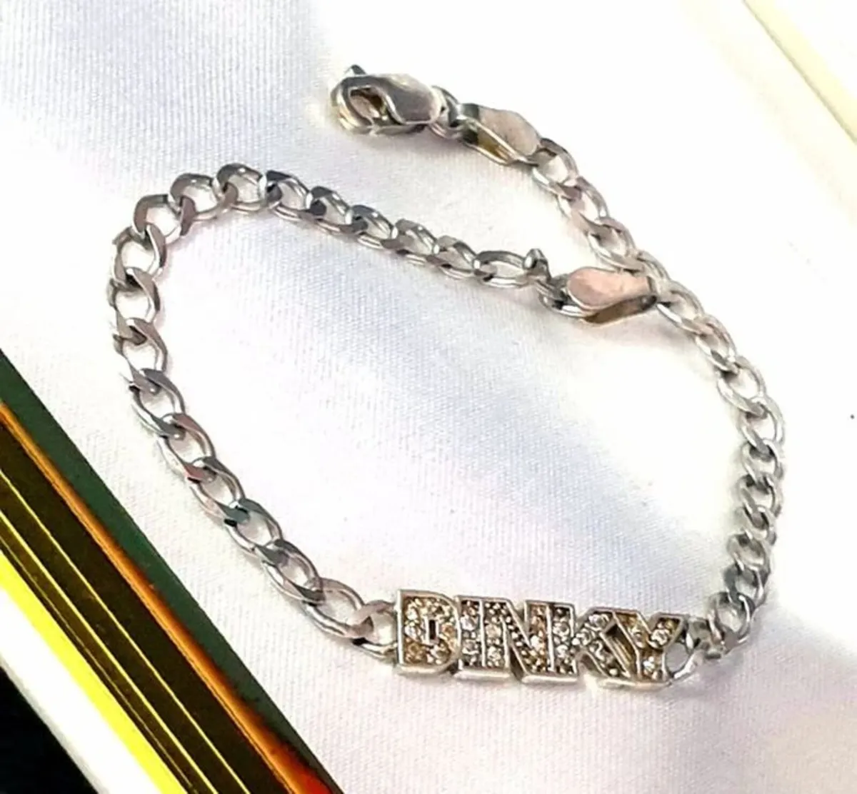 Vintage Hallmarked Silver Gemset Logo Bracelet - Image 2