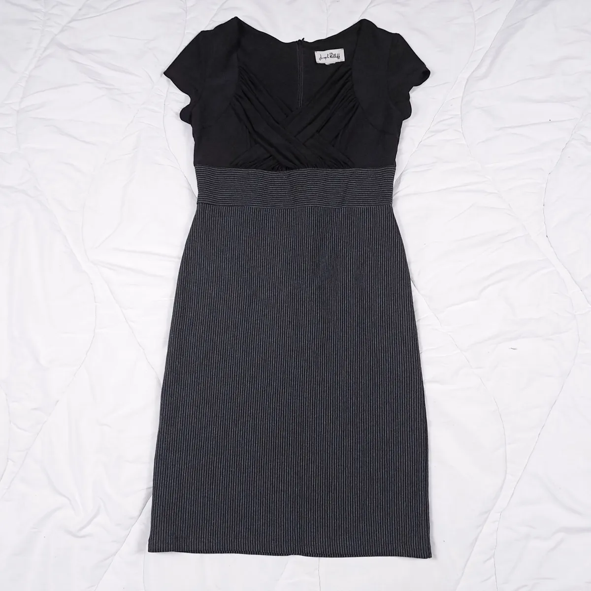 Joseph Ribkoff Black Grey Stripe Midi Dress 10UK - Image 1