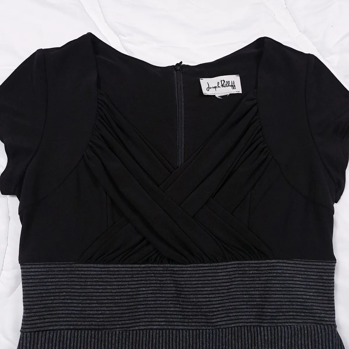 Joseph Ribkoff Black Grey Stripe Midi Dress 10UK - Image 4