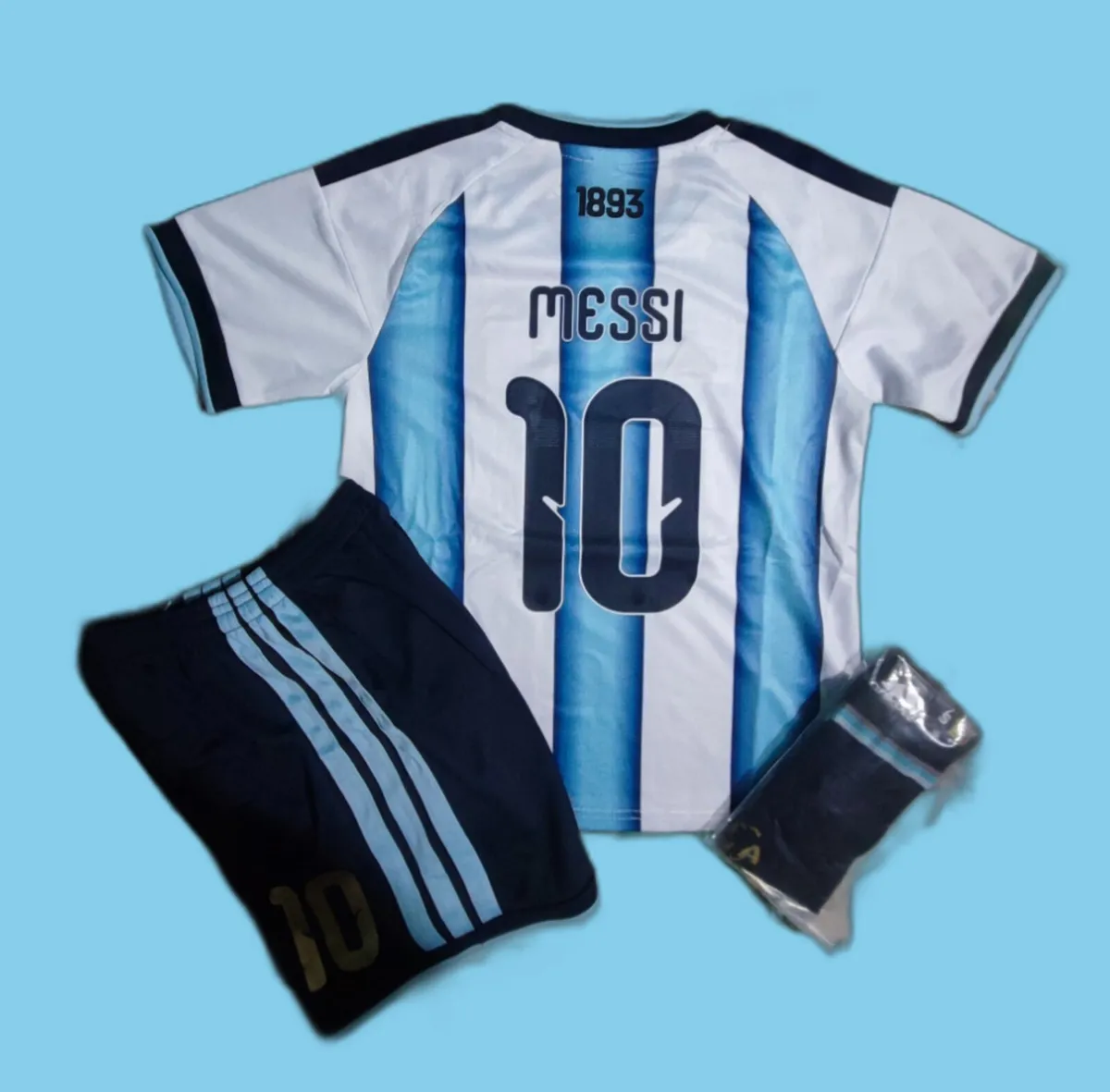 ARGENTINA ( MESSI 10 ) KIDS KIT , SIZE 6/7,7/8 YRS - Image 1