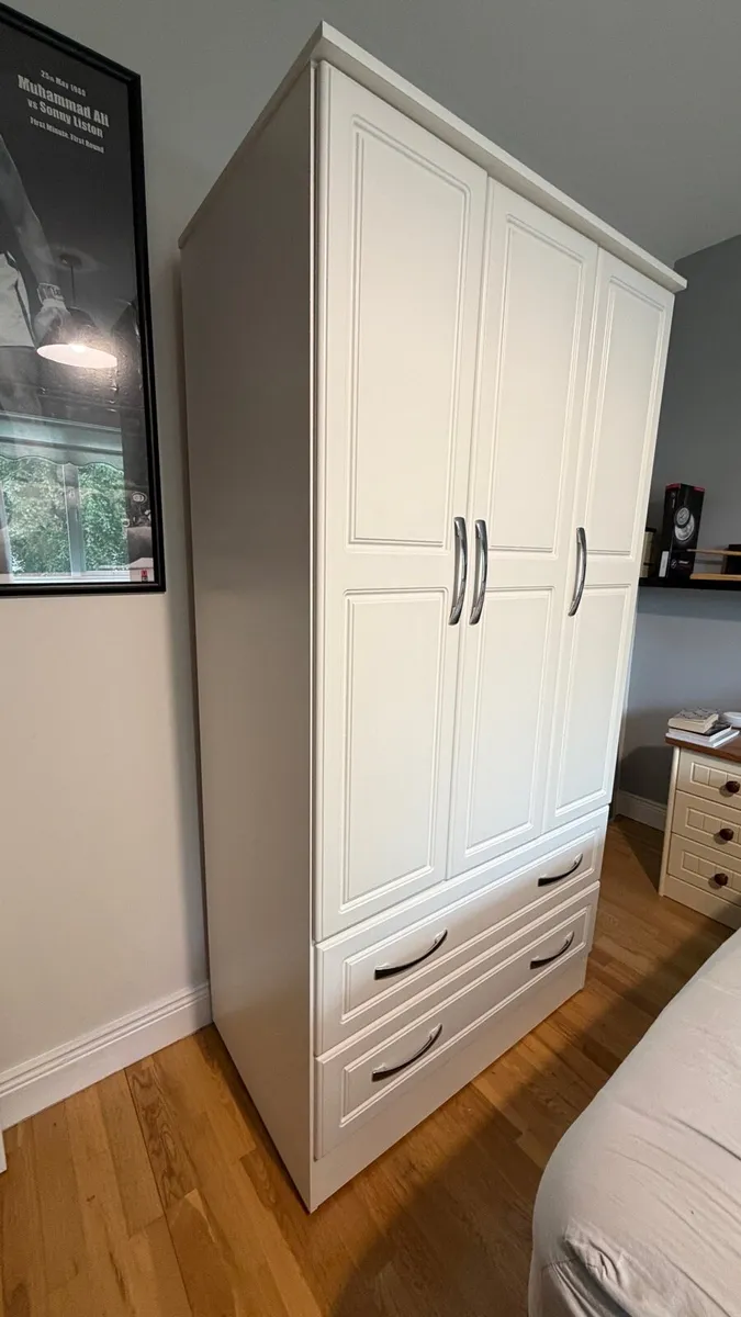 White 3 Door Wardrobe with 3 Drawers - Image 1