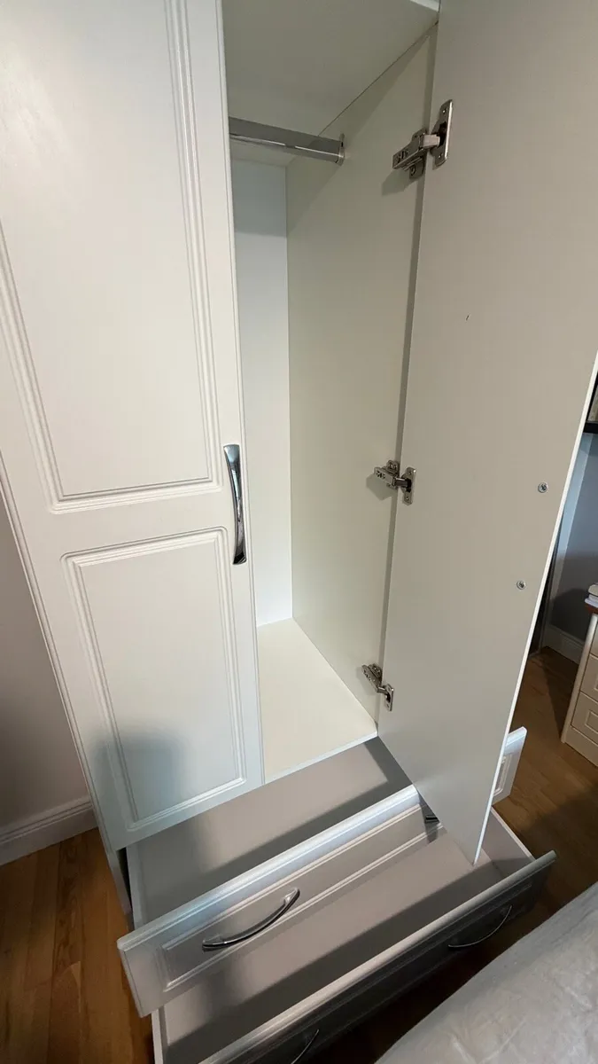 White 3 Door Wardrobe with 3 Drawers - Image 2