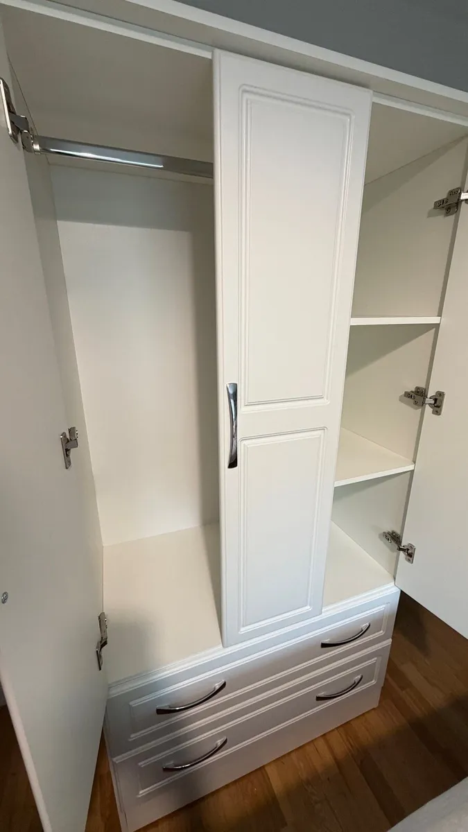 White 3 Door Wardrobe with 3 Drawers - Image 3