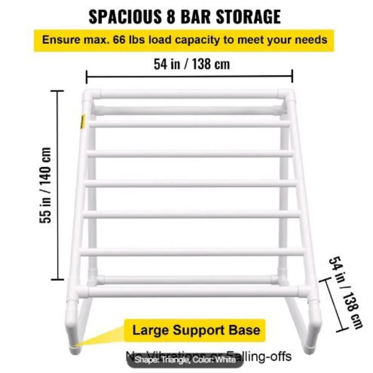 Pool Towel Rack, 8 Bar, White - Image 4