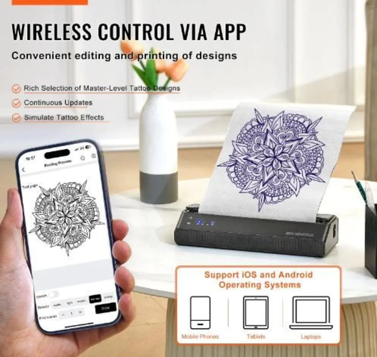Tattoo Transfer Stencil Printer, Wireless Bluetoot - Image 2