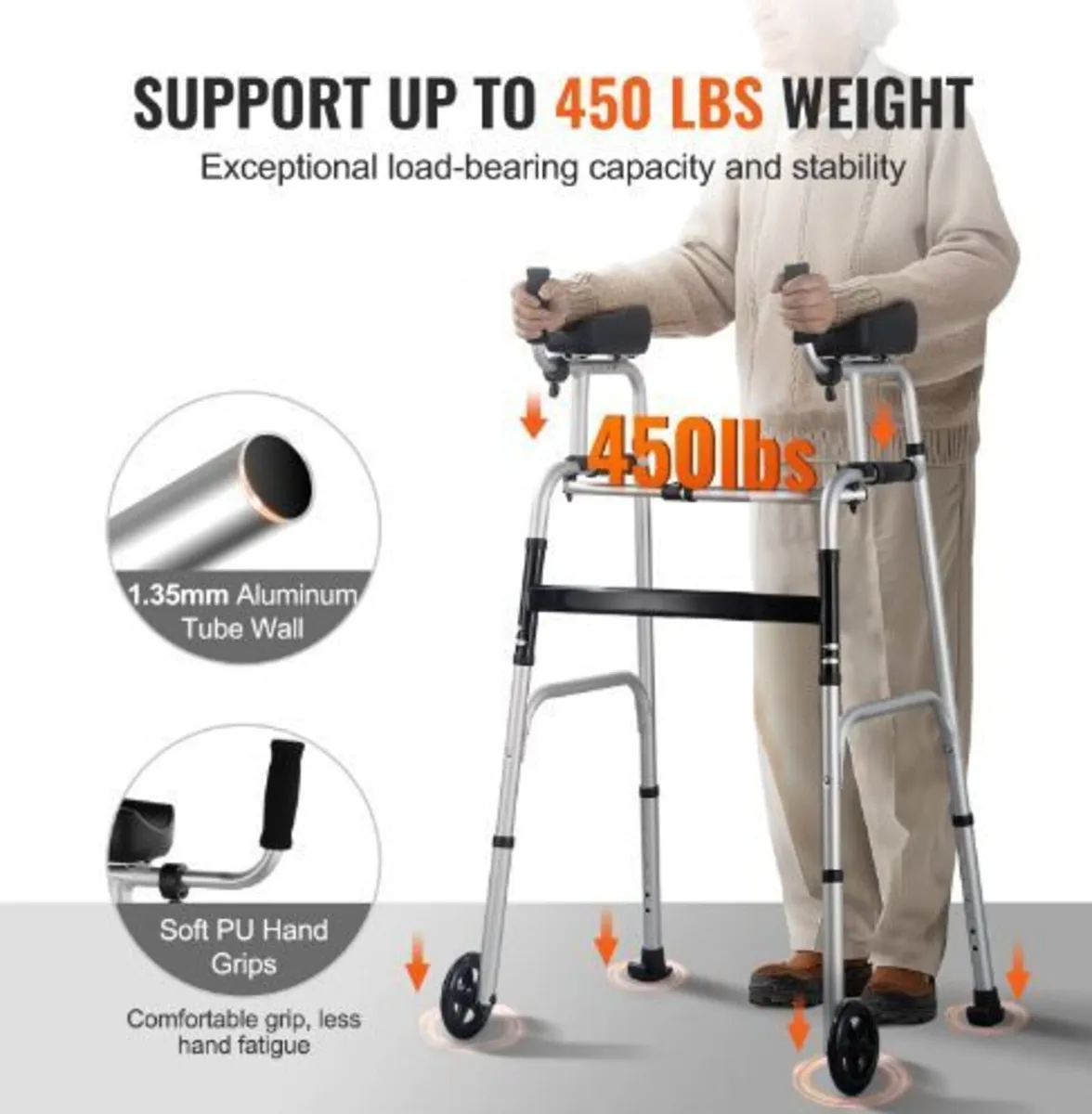 2 in 1 Folding Walker & Removable Armrests - Image 4