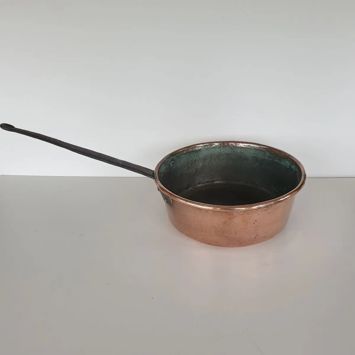 French large copper saucepan antique kitchenalia - Image 1