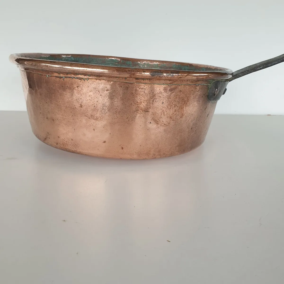 French large copper saucepan antique kitchenalia - Image 3