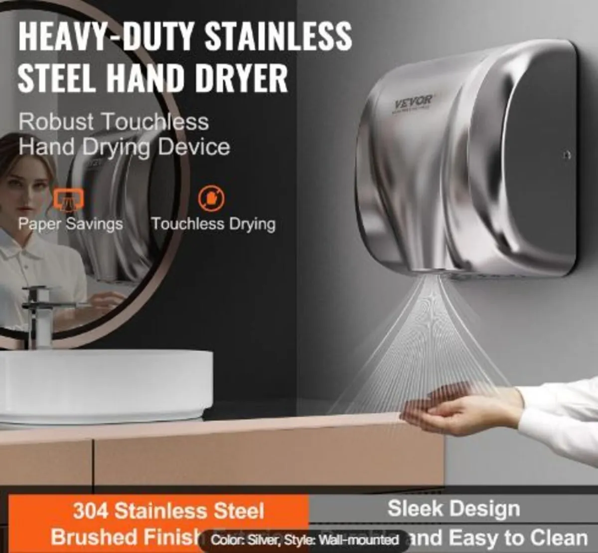 Heavy Duty Commercial Hand Dryer, 1800W - Image 2