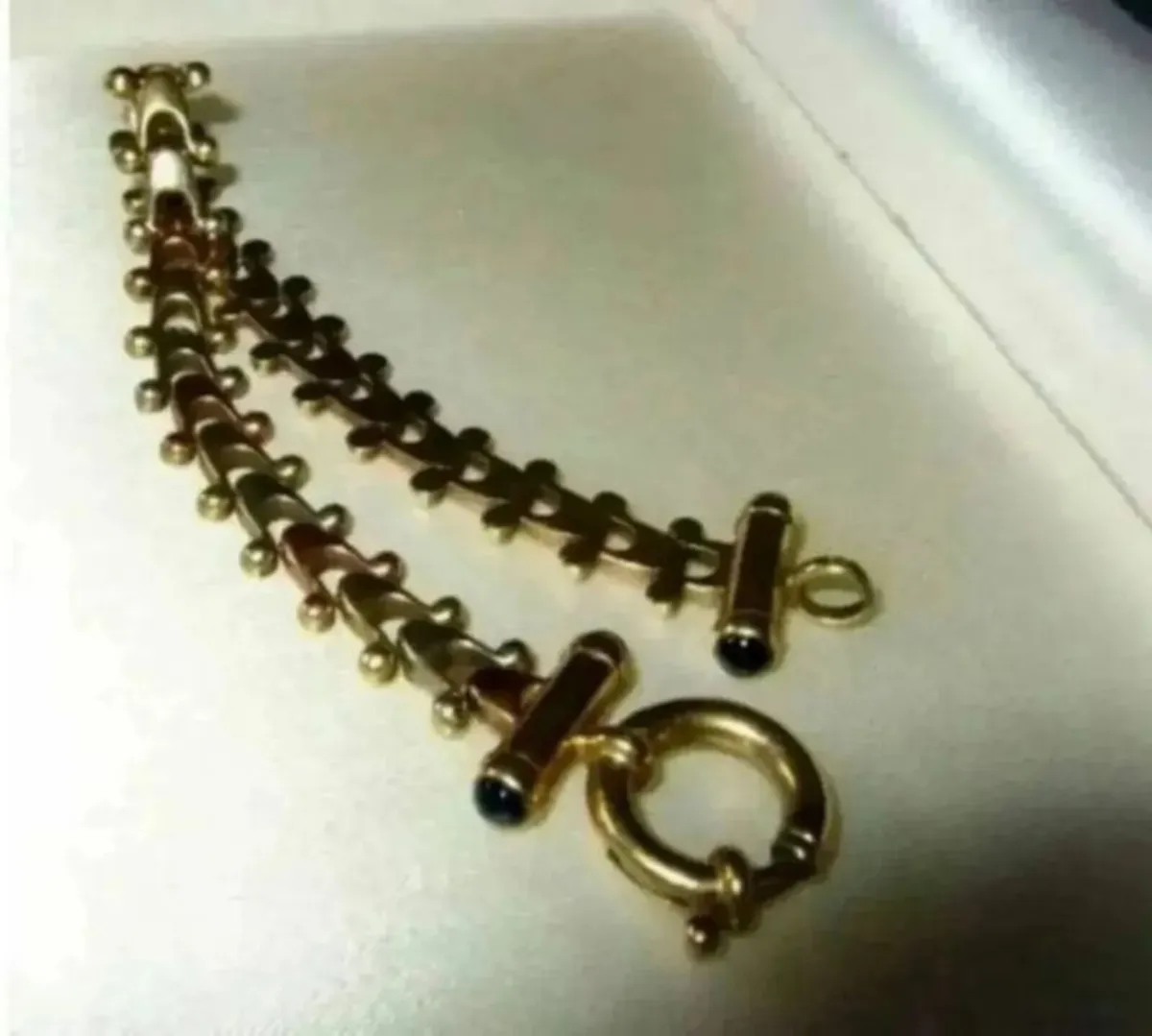 Vintage Hallmarked 9ct Gold - 3 Col' Gold Bracelet - Image 4