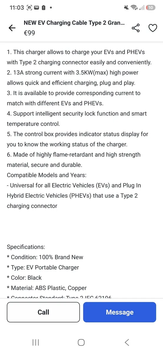 Car ev plug in charger cable - Image 4