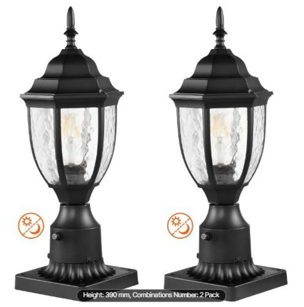 2 Pack Dusk to Dawn Outdoor Post Light - Image 1