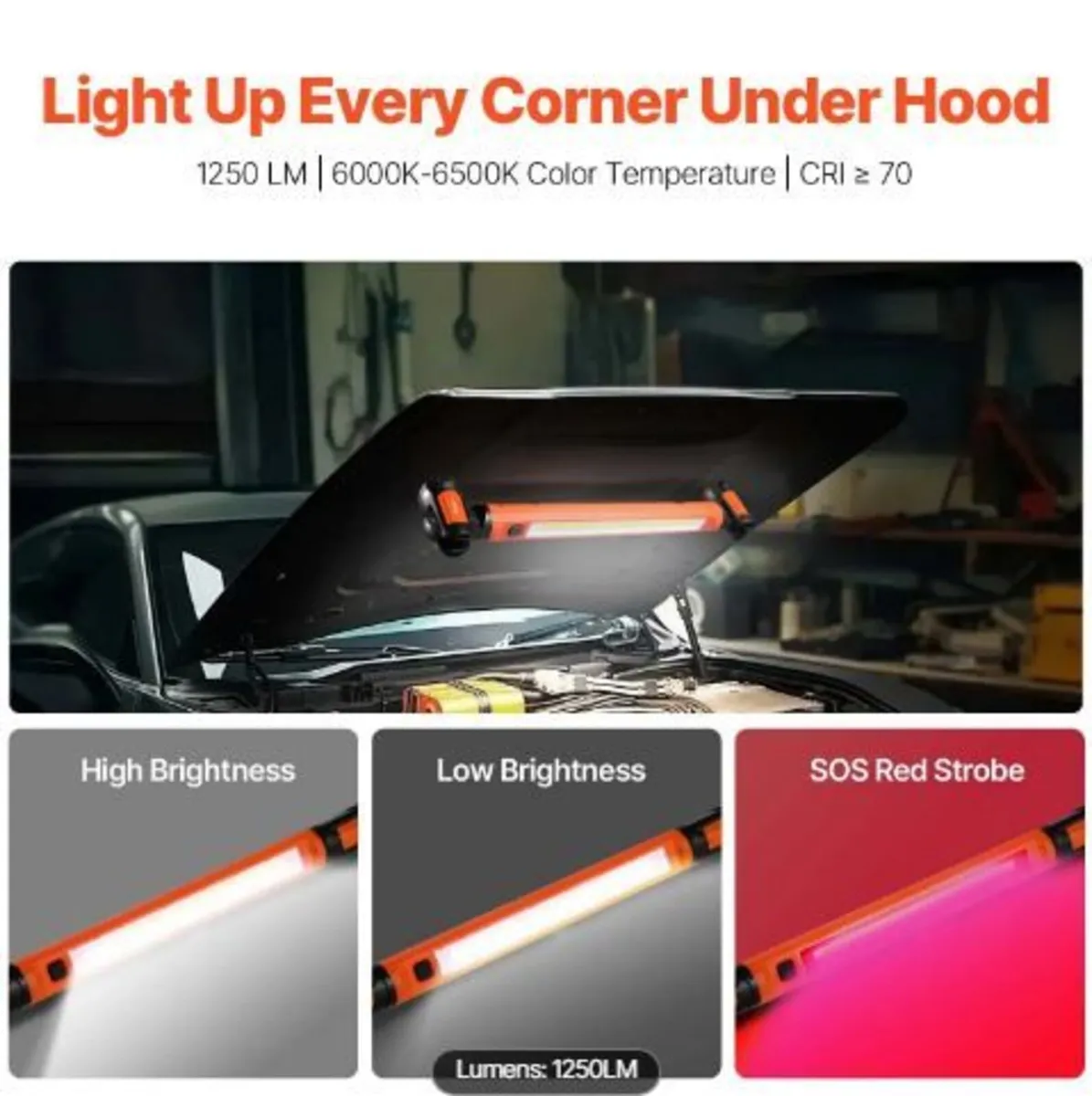 Underhood Work Light, 1250LM, 6000mAh - Image 3