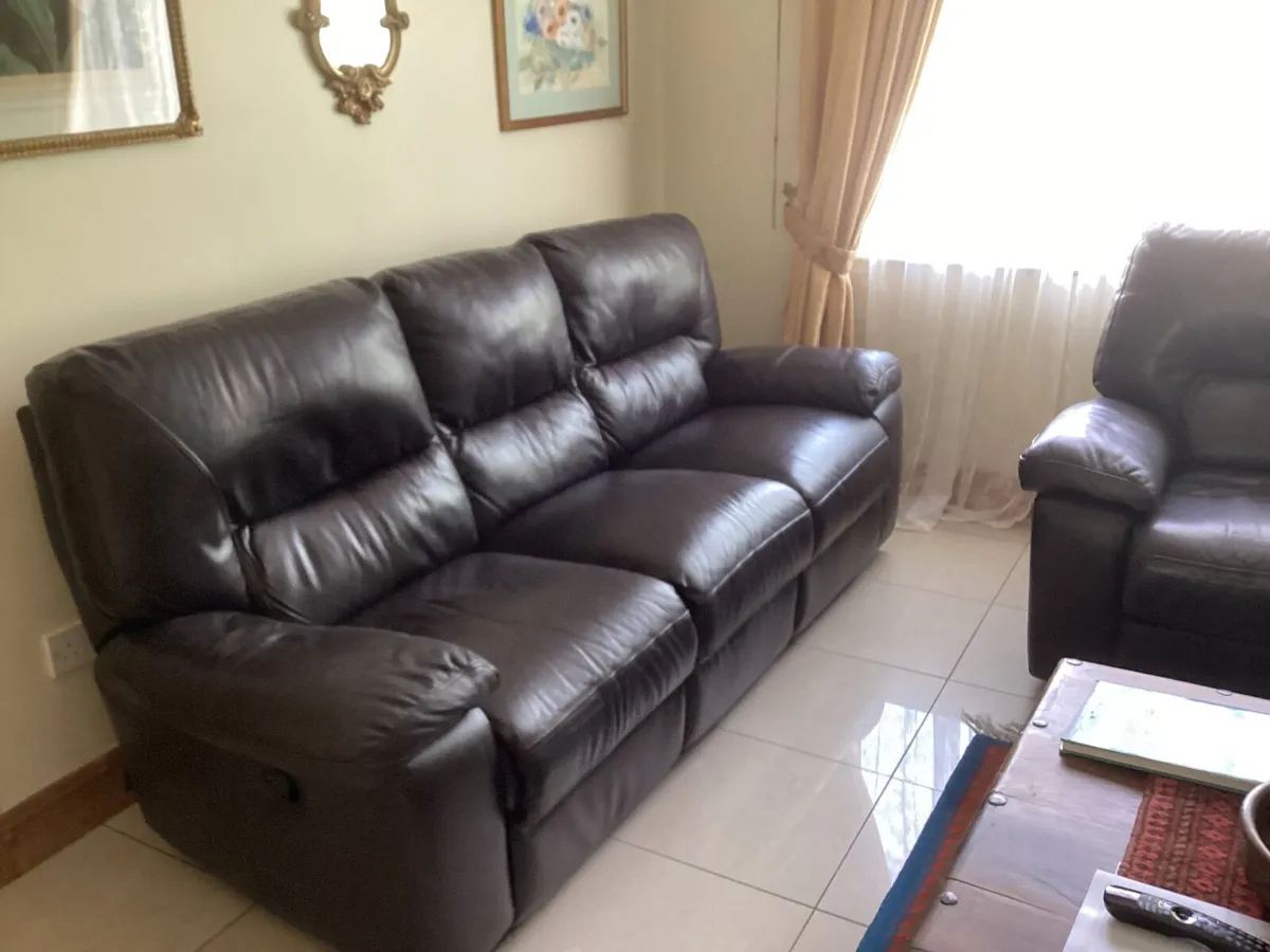 Faux leather sofa and armchair - Image 3