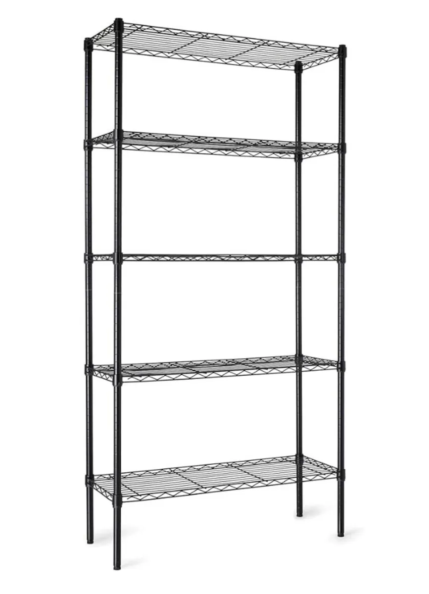 5 BLACK STEEL SHELVING UNITS FOR STORAGE - Image 1