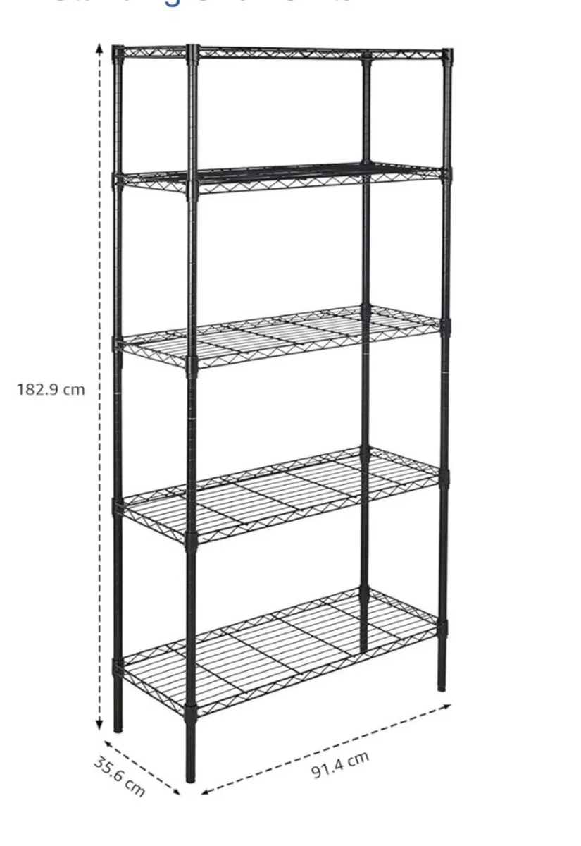 5 BLACK STEEL SHELVING UNITS FOR STORAGE - Image 2