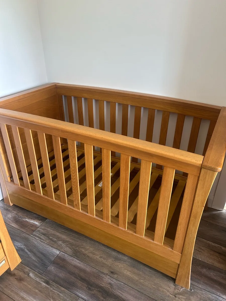 Mama and Papas Solid Oak Cot - Image 1