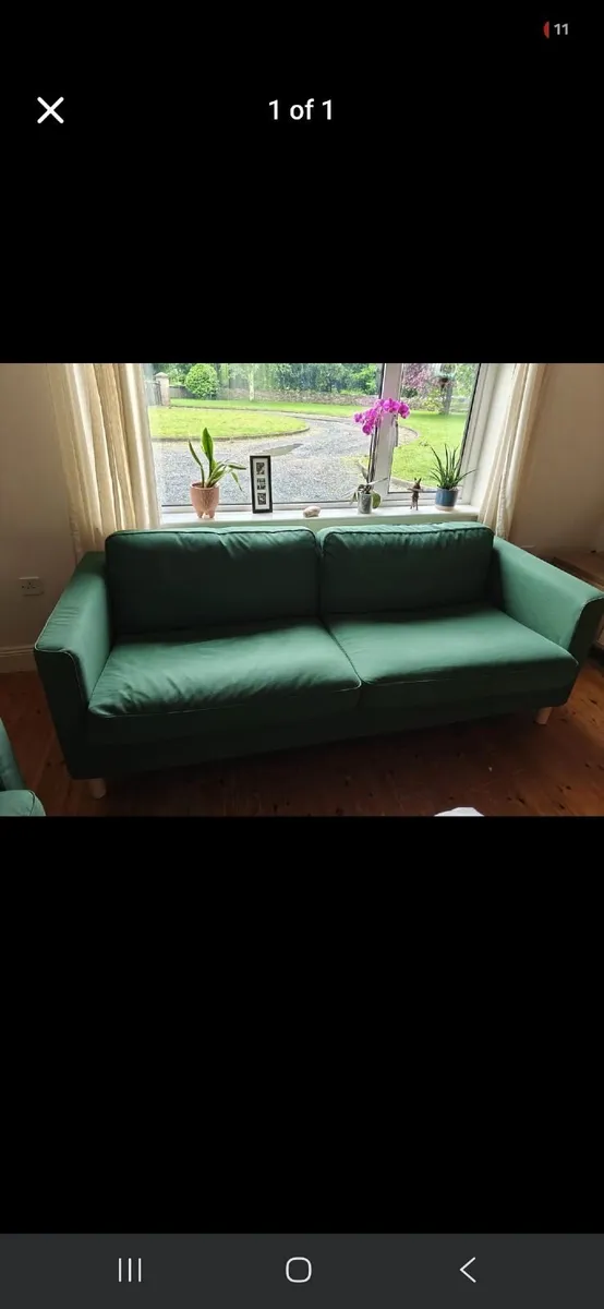 Green IKEA Parup 3 seater sofa