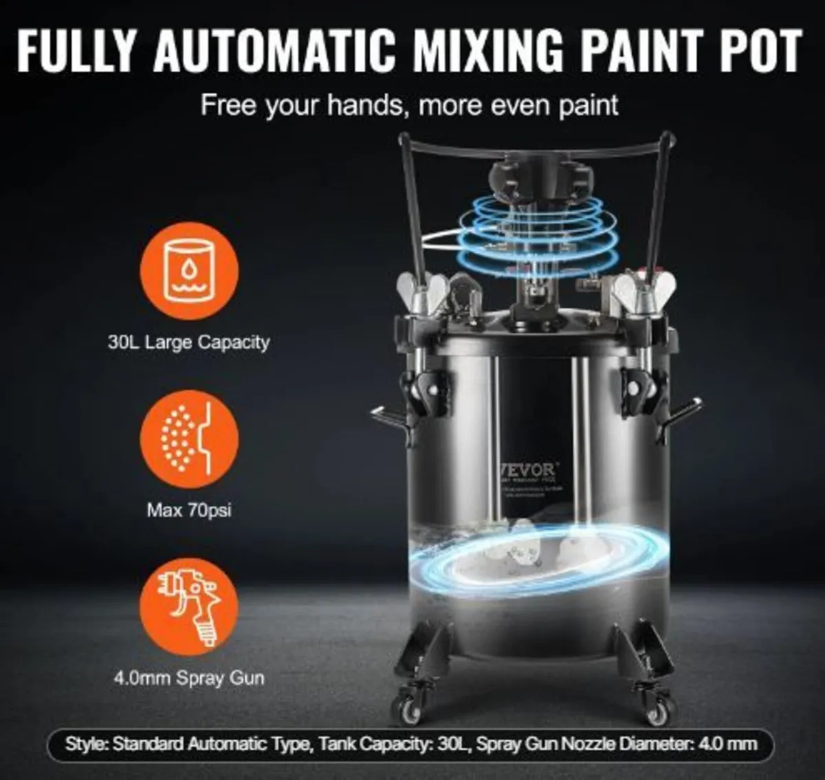 Spray Paint Pressure Pot, 30 L/7.5 gal Fully - Image 2