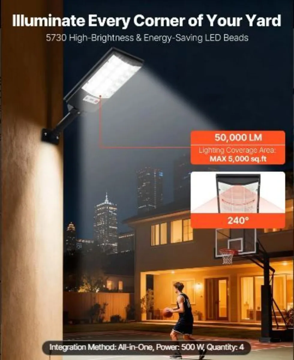 4 Pack 500W Solar Street Lights Outdoor - Image 3
