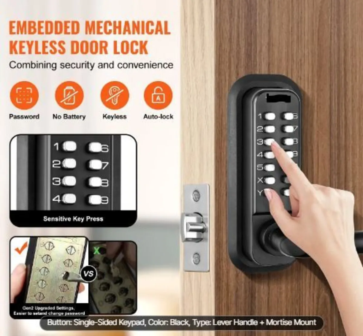 Mechanical Keyless Entry Door Lock - Image 2