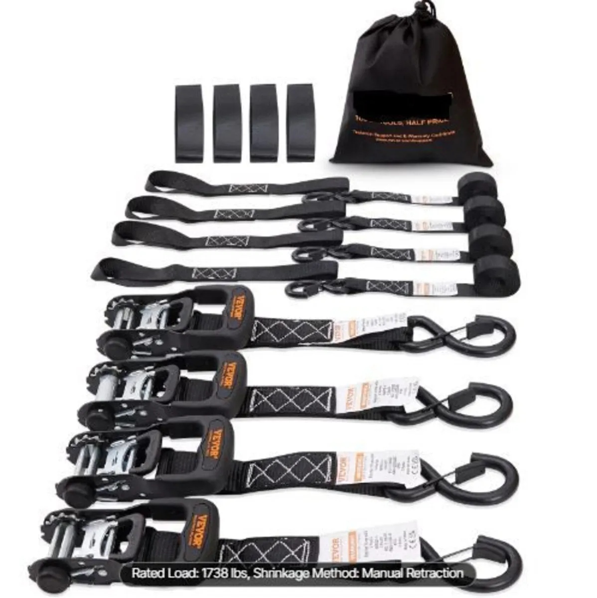 Ratchet Tie Down Straps (4PK), 5208 lb Max Break - Image 1