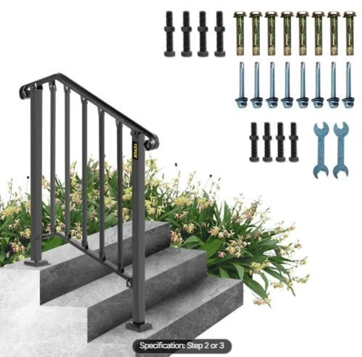 Iron X Handrail Picket #2 Railing Rail Fits 2 Ste - Image 1