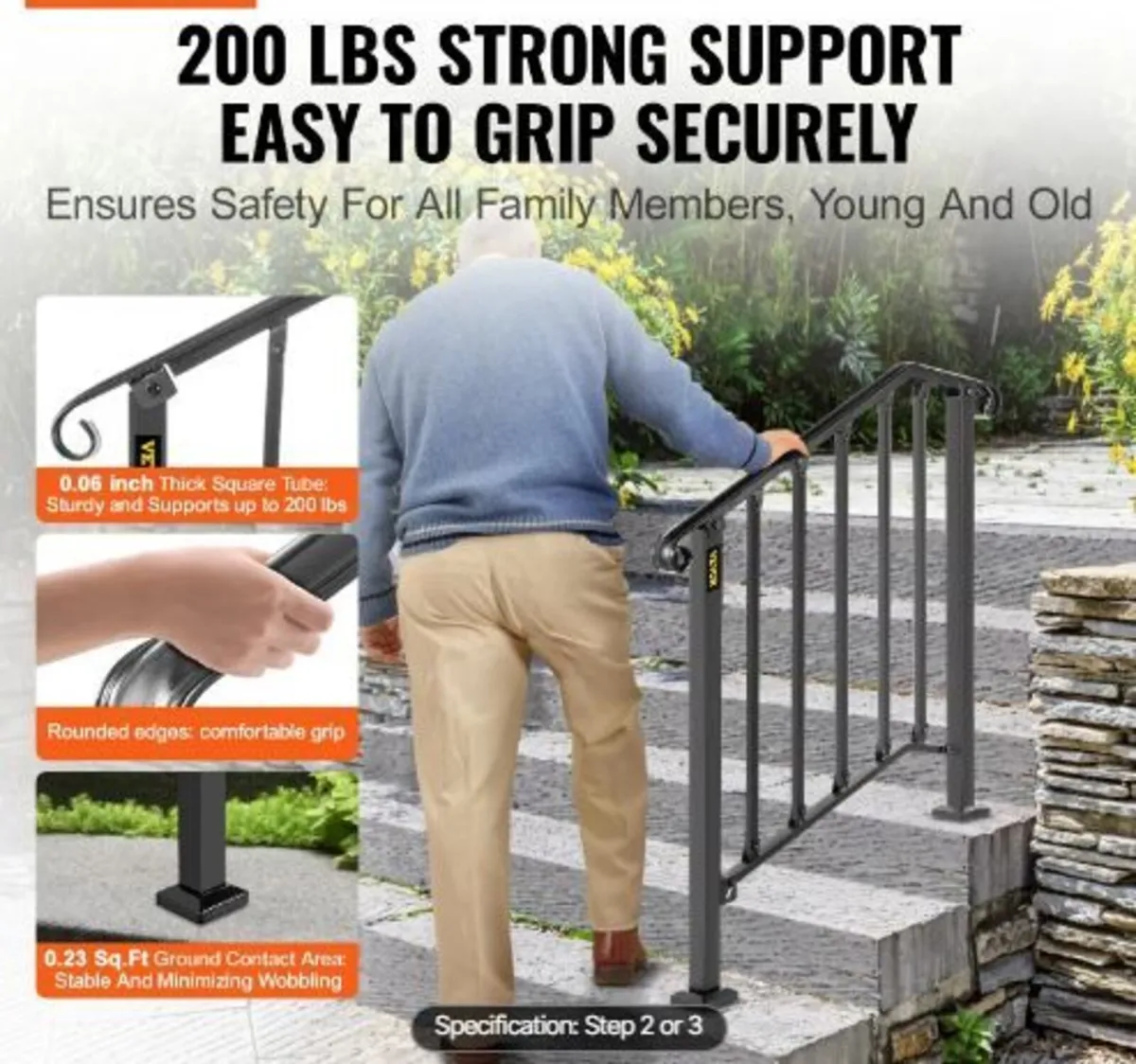Iron X Handrail Picket #2 Railing Rail Fits 2 Ste - Image 3