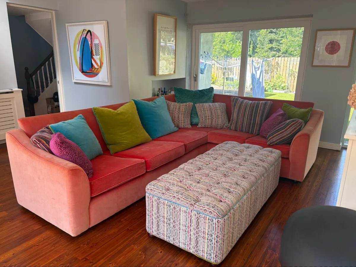 Bespoke L-shaped Sofa with Footstool - Image 1