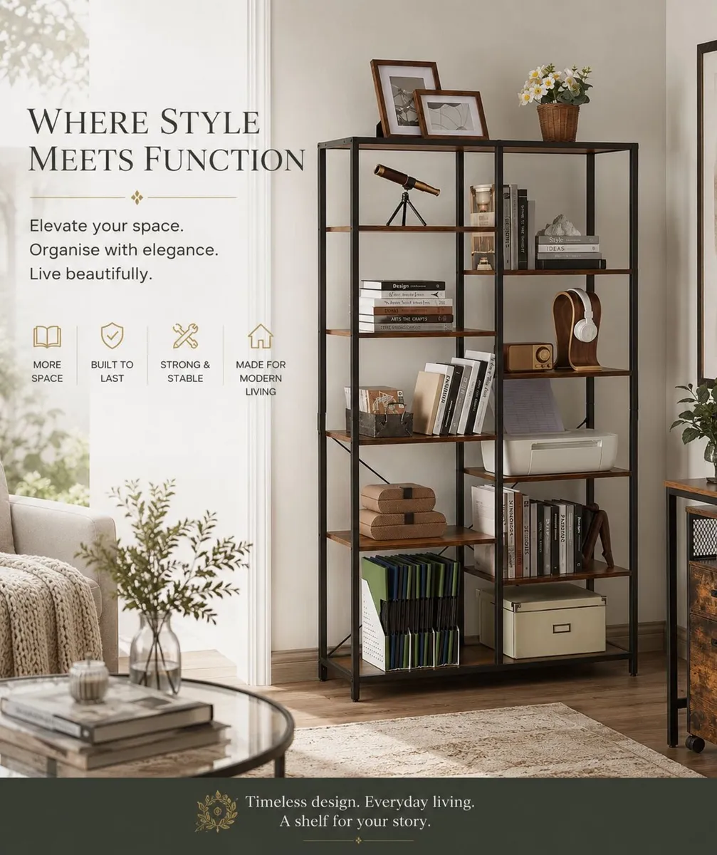 Industrial Bookcase with 10 Shelves V - Image 1