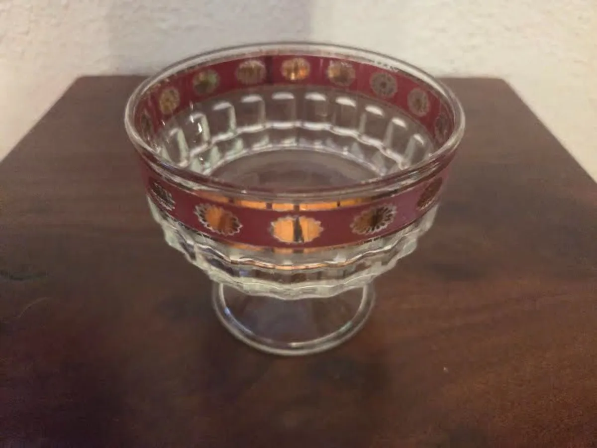 Vintage Set 6 Gilded Sundae Desert Glasses - Image 2
