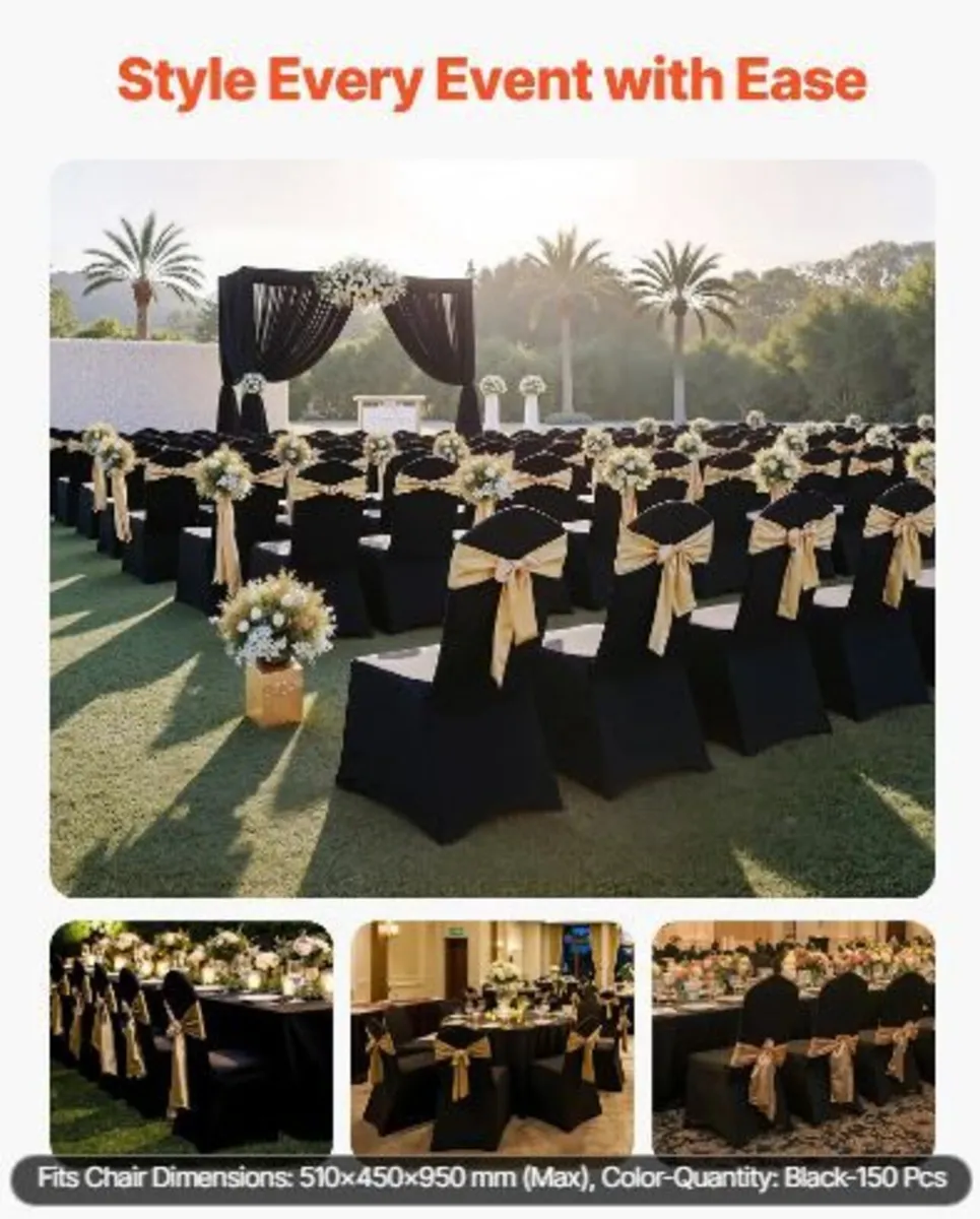 150 Pcs Black Chair Covers - Image 2