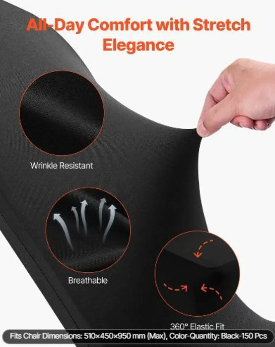 150 Pcs Black Chair Covers - Image 4