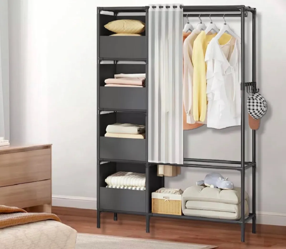 Metal Clothes Rail with Storage Shelves NEW - Image 1