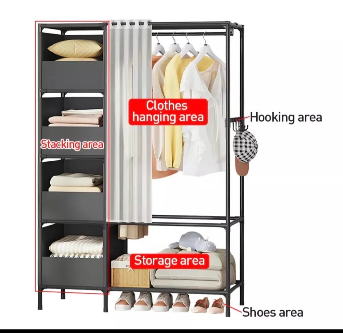 Metal Clothes Rail with Storage Shelves NEW - Image 2