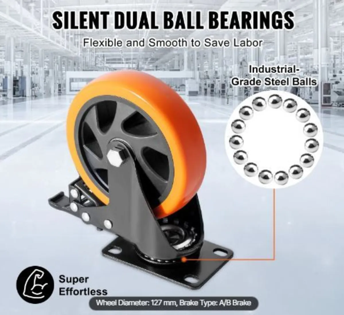 Caster Wheels, 12.7 cm Swivel Plate Casters - Image 2