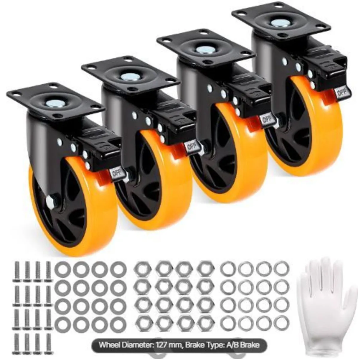 Caster Wheels, 12.7 cm Swivel Plate Casters - Image 1