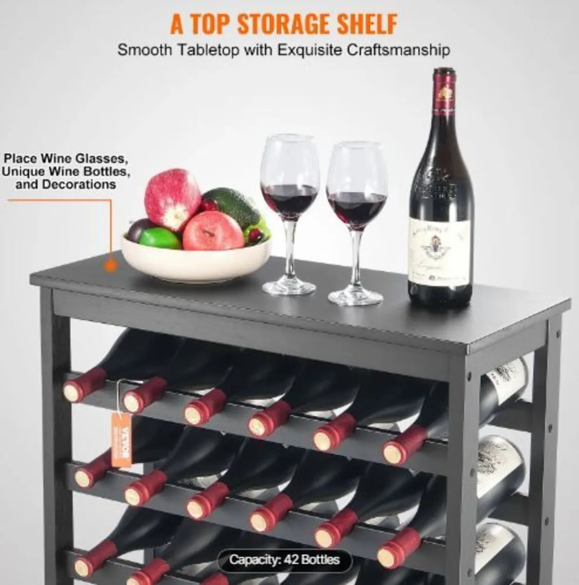 42 Bottle Modular Wine Rack, 7-Tier - Image 2