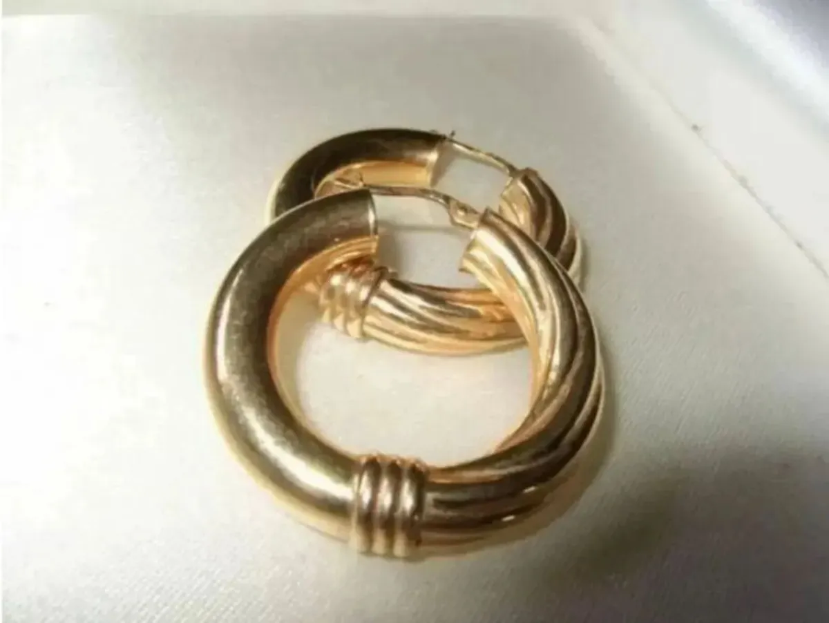 Vintage Hallmarked 9ct Gold Hoops - Image 1