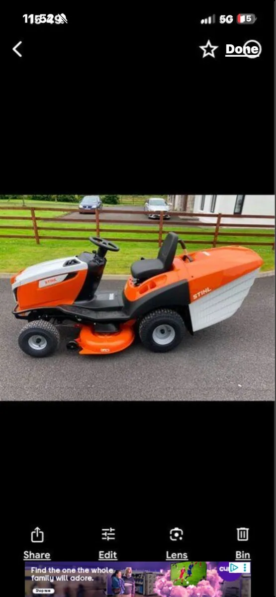 STIHL PETROL RIDE ON MOWER - Image 1