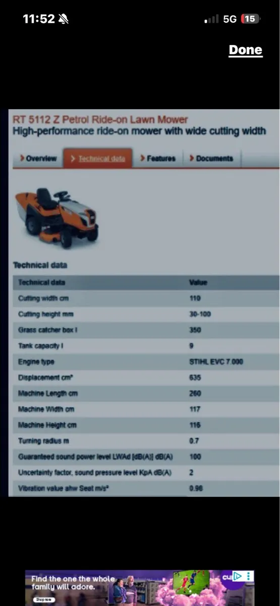 STIHL PETROL RIDE ON MOWER - Image 3