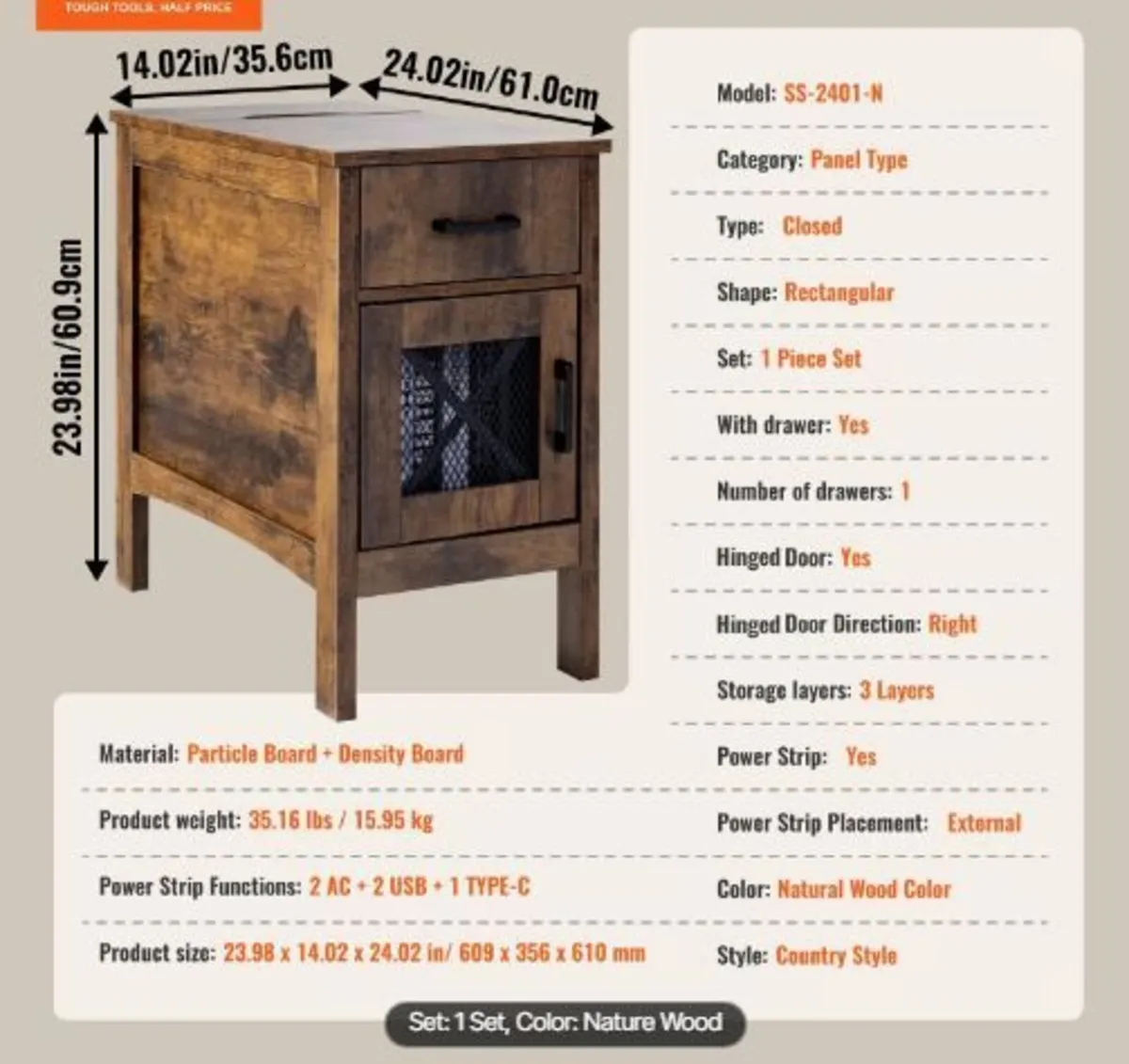 Farmhouse End Table, Night Stand - Image 2