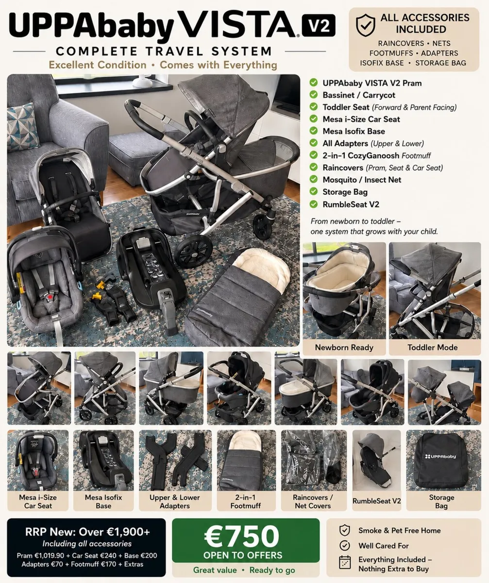 UPPAbaby Vista V2 Complete Travel System - Image 1