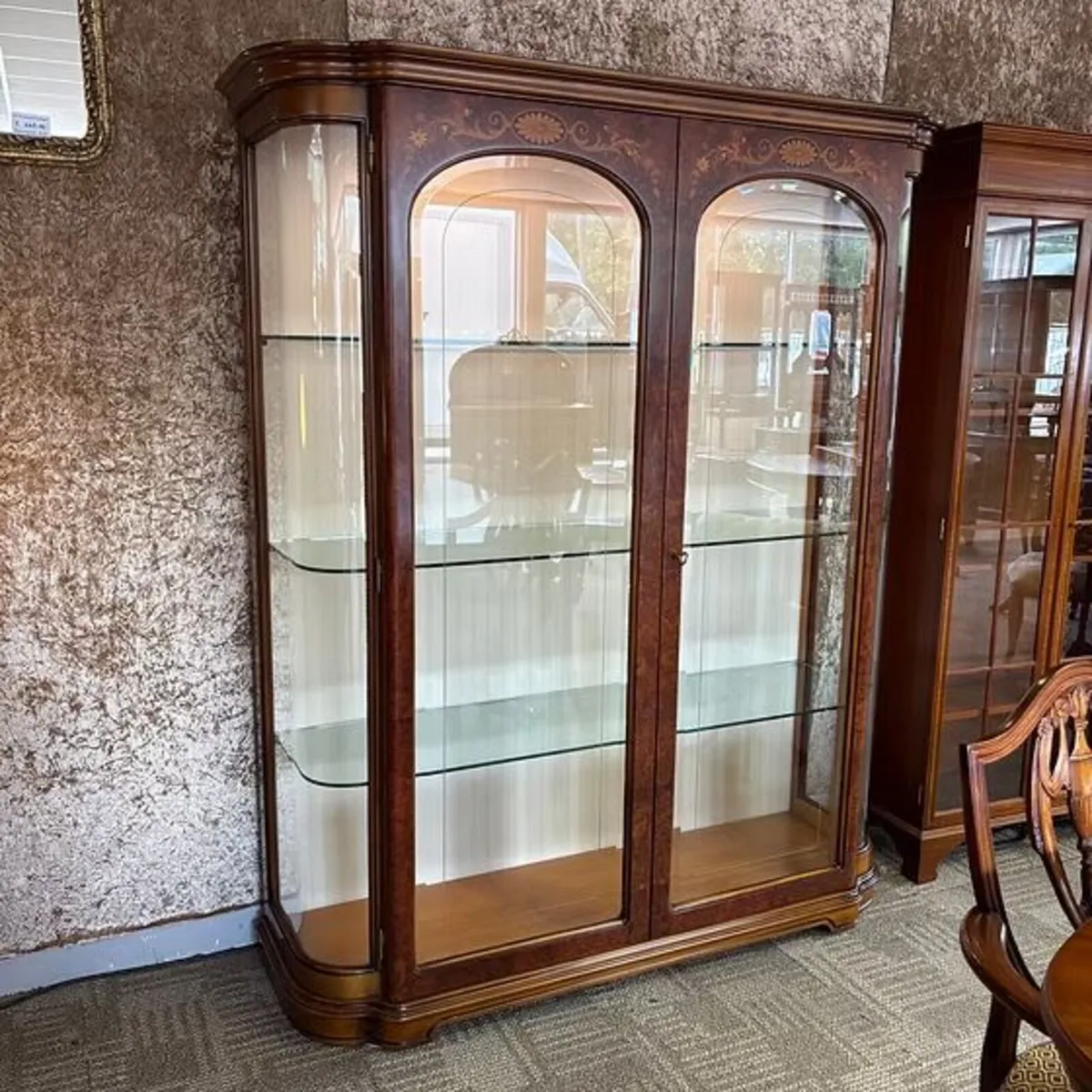 Beautiful burr walnut display cabinet - Image 1