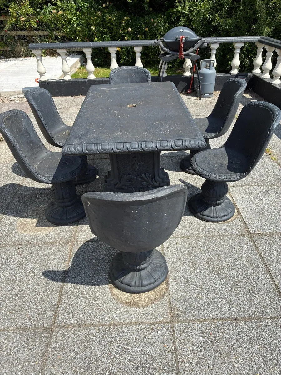 Solid Concrete Garden Dining Set - Image 2