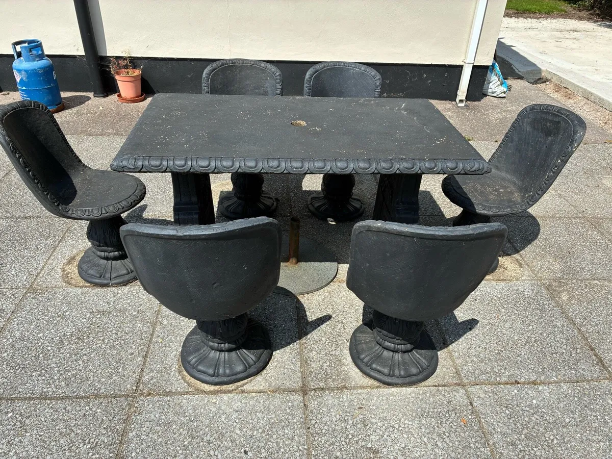 Solid Concrete Garden Dining Set - Image 3