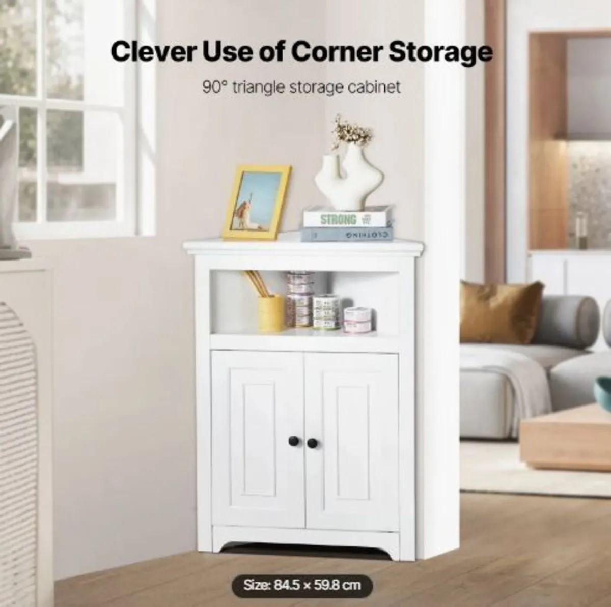 32" Corner Storage Cabinet, 3 Tiers Small Storage - Image 1