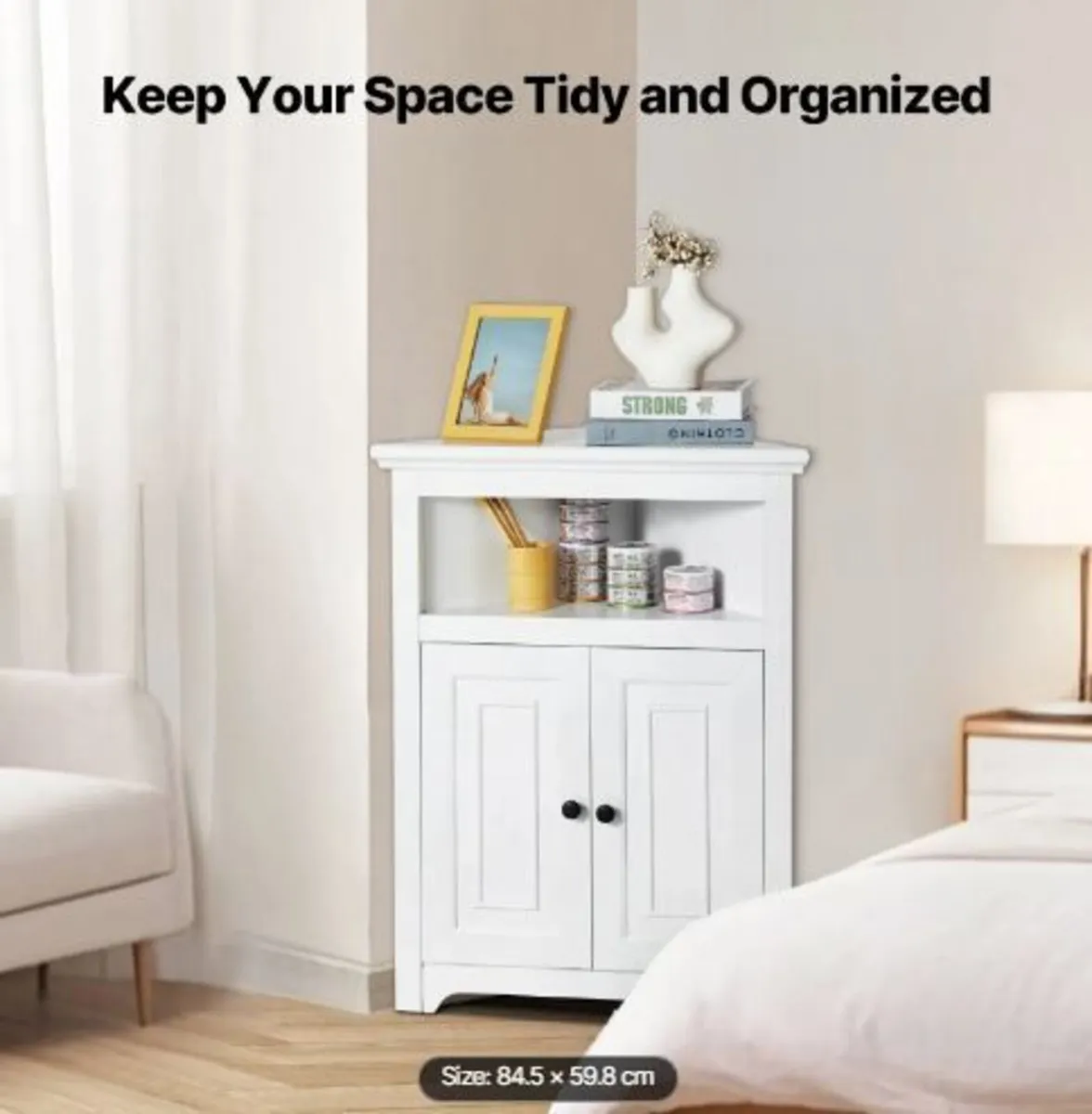 32" Corner Storage Cabinet, 3 Tiers Small Storage - Image 3