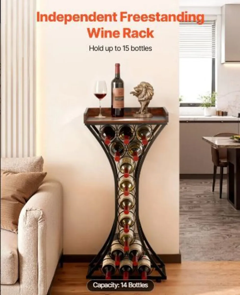 15 Bottle Wine Rack,Iron Freestanding Floor - Image 3
