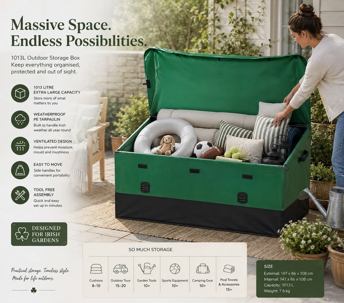 XXL Outdoor Storage Box Waterproof Garden Storage - Image 1